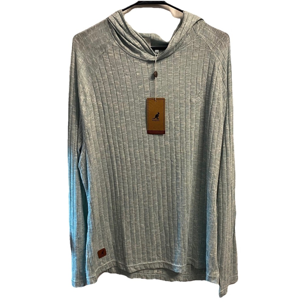 KANGOL Men's Light Green Hooded Sweater Soft Pullover Lightweight‎ Sz. L NWT